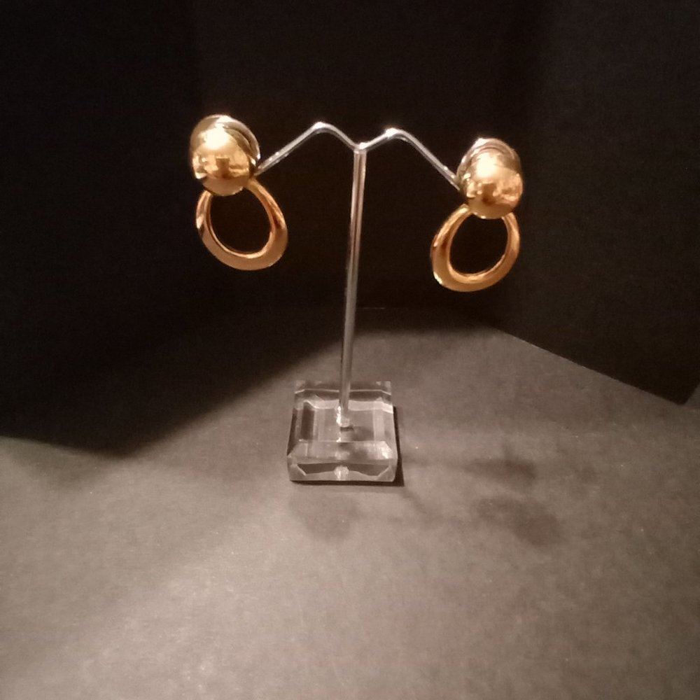 Napier Vintage Gold Tone Door Knocker Pierced Earrings